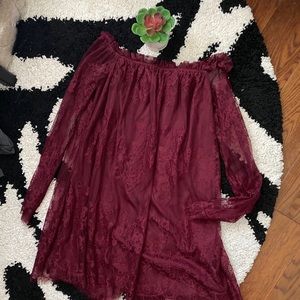 Forever 21 Lacy Off Shoulder Mini Dress Medium